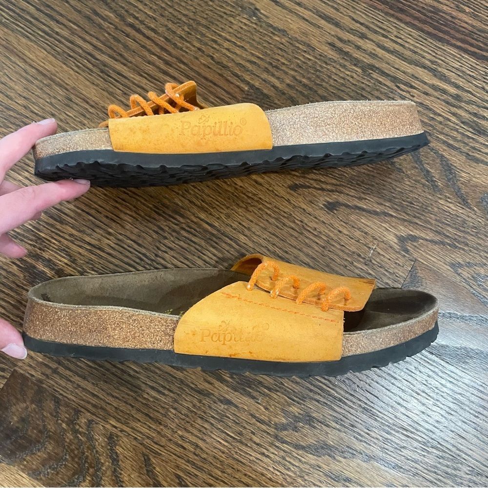 BIRKENSTOCK Papillo Orange Leather Lace Up Slip On Sandals - Picture 8 of 10